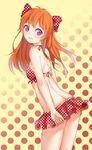  bikini bow gekkan_shoujo_nozaki-kun hair_bow highres long_hair orange_hair polka_dot polka_dot_bikini polka_dot_bow polka_dot_swimsuit purple_eyes sakura_chiyo solo sunege_(hp0715) swimsuit 