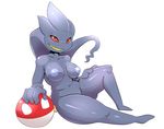  banette iabelle leaning_on_voltorb nintendo nude pok&eacute;mon sitting video_games 