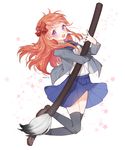  artist_name bad_id bad_pixiv_id black_legwear blush bow calligraphy_brush gekkan_shoujo_nozaki-kun hair_bow long_hair marin_(myuy_3) open_mouth oversized_object paintbrush polka_dot polka_dot_bow purple_eyes red_hair ribbon rouman_academy_uniform sakura_chiyo school_uniform simple_background skirt solo thighhighs white_background 