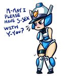  blush english_text female machine mechanical mighty_switch_force patricia_wagon robot solo text unknown_artist wide_hips 