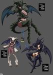  black_skull_dragon claws demon dragon dragon_girl dragon_tail duel_monster eyes fangs green horns maniacpaint oddmachine red_eyes red_eyes_black_dragon summoned_skull tail wings yu-gi-oh! 