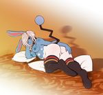  2014 anthro anthrofied areola avante92 azumarill breasts butt female hair long_ears looking_at_viewer nintendo pillow pok&eacute;mon pok&eacute;morph pussy solo video_games 