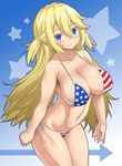  american_flag_bikini bikini blonde_hair blue_eyes breasts flag_print large_breasts long_hair onomeshin original solo swimsuit two_side_up 