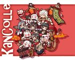  &gt;_&lt; :&lt; :3 ahoge aircraft aircraft_carrier_oni airplane black_eyes black_hair blonde_hair blue_eyes blue_hair braid brown_eyes brown_hair chain chaki_(teasets) chibi chibi_on_head cleavage_cutout closed_eyes fairy_(kantai_collection) flag fleet_command_facility food glasses gradient_hair green_hair grin hair_over_one_eye hairband harusame_(kantai_collection) hayashimo_(kantai_collection) highres holding_hands horns isonami_(kantai_collection) kantai_collection kiyoshimo_(kantai_collection) machinery midriff midway_hime mittens multicolored_hair multiple_girls navel northern_ocean_hime on_head one_side_up onigiri ooyodo_(kantai_collection) open_mouth pale_skin red_eyes shinkaisei-kan silver_hair skilled_carrier-based_aircraft_maintenance_personnel smile sweatdrop tokitsukaze_(kantai_collection) turret type_13_air_radar_kai unryuu_(kantai_collection) wacky_races white_hair wrench 