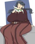  1girl breasts dracaena_(pokemon) earrings elite_four eyes_closed fat jewelry milf necklace plump sitting zeon_(pixiv722928) 