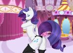  2014 anthro anthrofied blue_eyes breasts clothing cutie_mark equine eyeshadow female friendship_is_magic fur hair halfclosed_eyes hardyboy horn inside legwear looking_at_viewer makeup mammal my_little_pony panties purple_hair rarity_(mlp) solo stockings underwear unicorn white_fur 