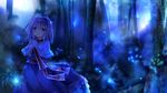  alice_margatroid blonde_hair blue_eyes bow capelet dress forest furomaaju_(fromage) hair_bow hairband hands_clasped highres nature night own_hands_together petals revision ribbon sash short_hair solo touhou tree 