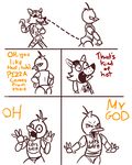  angry animatronic chica_(fnaf) dialog english_text eye_patch eyewear five_nights_at_freddy&#039;s foxy_(fnaf) hook humor machine mechanical parody robot text unknown_artist 