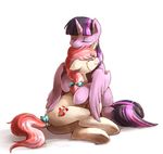  2014 audrarius crying cuddling cutie_mark duo equine eyes_closed female feral friendship_is_magic fur hair hair_bow heart_mender horn hug mammal my_little_pony original_character plain_background purple_fur purple_hair tail_bow tan_fur tears twilight_sparkle_(mlp) two_tone_hair underhoof unicorn white_background wing_hug winged_unicorn wings 