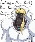  asseylum_vers_allusia black_eyes blonde_hair bug cockroach cockroach_(terra_formars) cyber_(cyber_knight) dress english insect jewelry necklace no_humans parody signature speech_bubble terra_formars white_background white_dress 