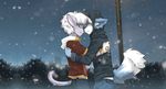  canine cat city clothing cute feline fox gloves hug ladre_(artist) lamp lewis mammal sam_futon_(character) snow tree 