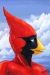  2010 avian bird cardinal_(bird) cloud green_eyes headshot_portrait portrait pulsar pulsar_(character) sky solo 