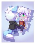  askdion_(artist) blush bracelet canine cat clothing cute feline fox hoodie jewelry lewis male mammal paws sam_futon_(character) 