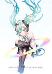  bad_id bad_pixiv_id boots character_name detached_sleeves floating_hair green_eyes green_hair hatsune_miku headset highres long_hair necktie sazanami_shione skirt smile solo thigh_boots thighhighs twintails very_long_hair vocaloid 