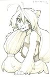  &lt;3 2014 anthro black_and_white cat cute feline female mammal monochrome smile solo wolfy-nail 