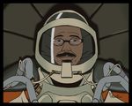  astronaut beard facial_hair glasses helmet kon_satoshi male_focus nina_matsumoto parody sennen_joyuu solo spacesuit 