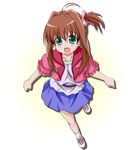  ahoge brown_hair casual copyright_request jewelpet_(series) jewelpet_twinkle open_mouth ribbon skirt solo takumi_(rozen_garten) 