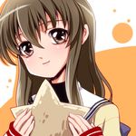  brown_eyes brown_hair clannad hikarizaka_private_high_school_uniform ibuki_fuuko long_hair school_uniform solo starfish uraomote 