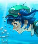  bad_id bad_pixiv_id face hair_bobbles hair_ornament kawashiro_nitori kirusu profile smile solo touhou twintails underwater 