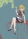  bad_id bad_pixiv_id blonde_hair crossed_legs green_eyes legs mary_janes mizuhashi_parsee open_mouth pointy_ears scarf shoes short_hair sitting solo touhou yuura 