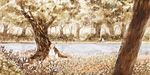  1girl bad_id bad_pixiv_id bunny dog drawing from_behind grass lake looking morikawa_sumio original sitting standing tree 