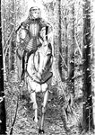  armor forest full_armor gauntlets giba_(out-low) greyscale halberd headwear_removed helmet helmet_removed horse horseback_riding knight long_hair monochrome nature nib_pen_(medium) original polearm riding solo spear traditional_media tree weapon 