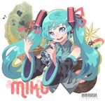  bf._(sogogiching) blue_eyes blue_hair blue_nails detached_sleeves hatsune_miku long_hair microphone nail_polish solo twintails vocaloid 