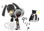  blush cat coffee controller cup hina joystick minigirl robot straw_(yokubou_hiroba) twintails 