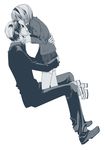  age_difference fratello gunslinger_girl henrietta hug jose jose_croce kiss monochrome 