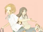  akiyama_mio bad_id bad_pixiv_id bangs black_hair blonde_hair blunt_bangs blush brown_eyes brown_hair hairband hirasawa_yui hug k-on! kotobuki_tsumugi long_hair multiple_girls nakano_azusa noise_(hakusen) plectrum school_uniform short_hair skirt sweater_vest tainaka_ritsu twintails 