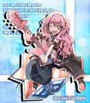  armband bass_guitar boots cosplay engrish from_above headphones instrument long_hair louise_francoise_le_blanc_de_la_valliere megurine_luka megurine_luka_(cosplay) microphone one_eye_closed pink_eyes pink_hair ranguage solo tom_(drpow) typo vocaloid zero_no_tsukaima 