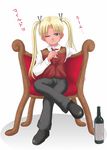 alcohol blonde_hair chair glass gunslinger_girl sitting triela twintails wine 