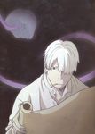  artist_request cigarette ginko hair_over_one_eye highres male_focus mushishi scan smoking solo white_hair 
