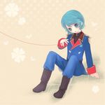  bad_id bad_pixiv_id blue_eyes blue_hair gundam kamille_bidan male_focus red_string sitting solo string suzushiro_haru uniform zeta_gundam 