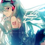 bad_id bad_pixiv_id black_eyes dated detached_sleeves green_hair hatsune_miku ikuhiro_(19nnnkti16) long_hair necktie smile solo twintails vocaloid 