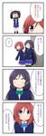  4koma :d black_hair blazer blush chibi closed_eyes comic crossed_arms flying_sweatdrops jacket long_hair love_live! love_live!_school_idol_project miyako_hito multiple_girls nishikino_maki open_mouth otonokizaka_school_uniform pleated_skirt purple_eyes purple_hair red_hair school_uniform short_hair skirt smile thighhighs toujou_nozomi translated twintails yazawa_nico |_| 