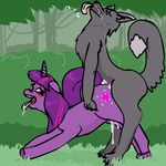  ass_up bent_over blush canine cum cum_inside drooling equine forest foxfoxplz friendship_is_magic hair horse interspecies mammal my_little_pony orgasm outside purple_hair raised_tail saliva tongue tongue_out tree twilight_sparkle_(mlp) wolf 