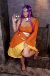  1girl asian breasts chouzuki_maryou chunsoft cosplay dragon_quest dragon_quest_iv enix large_breasts minea minea_(cosplay) photo plump purple_hair solo 