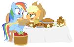  2014 alpha_channel apple applejack_(mlp) dm29 earth_pony equine eye_contact female feral food friendship_is_magic fruit horse mammal my_little_pony pegasus pony rainbow_dash_(mlp) smile wings 