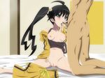  1boy 1girl araragi_karen ass bakemonogatari blush bottomless breasts censored cum cum_in_mouth ejaculation fellatio fuzukikai monogatari_(series) oral penis pussy 