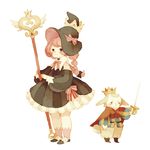  bow braid brown_eyes brown_hair bunny cloak crown dress frilled_dress frills hat heart image_sample long_hair md5_mismatch original pixiv_sample rapier shui_pi solo staff striped striped_dress sword twin_braids weapon wings witch witch_hat 