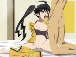  1boy 1girl araragi_karen ass bakemonogatari blush bottomless breasts censored fellatio fuzukikai monogatari_(series) oral penis pussy 