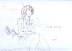  female flower honneamise_no_tsubasa riquinni_nonderaiko short_hair sitting solo sunflower 