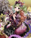  :d blurry box calculator coin depth_of_field drill_hair gift gift_box hair_ornament hat looking_at_viewer majoca_majoluna money official_art open_mouth pointing pointing_up shutsuri smile solo twin_drills 