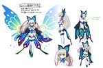  artist_request azure_striker_gunvolt bare_shoulders blonde_hair breasts butterfly_hair_ornament butterfly_wings cleavage concept_art detached_sleeves hair_ornament long_hair lumen_(gunvolt) medium_breasts multicolored_hair multiple_views official_art red_hair thighhighs translation_request two-tone_hair wide_sleeves wings 