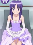  elbow_gloves gloves gurasan_(happinesscharge_precure!) happinesscharge_precure! haruyama_kazunori hikawa_iona long_hair looking_at_viewer panties precure purple_eyes purple_hair shell sitting smile underwear white_gloves 