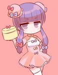  blush_stickers bow chinese_clothes cosplay double_bun hair_bow jitome marshmallow_mille patchouli_knowledge purple_bow purple_eyes purple_hair red_bow solo thighhighs touhou white_legwear yellow_bow zettai_ryouiki 
