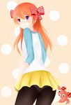 black_legwear cosplay gekkan gekkan_shoujo_nozaki-kun mei_(pokemon) nozaki-kun paras pokemon raglan_sleeves sakura_chiyo shoujo skirt yellow_skirt 