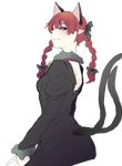  animal_ears back bow braid cat_ears cat_tail colorized downscaled dress hair_bow hair_ornament highres image_sample juliet_sleeves kaenbyou_rin long_hair long_sleeves looking_at_viewer looking_back md5_mismatch multiple_tails nekomata nicutoka pointy_ears puffy_sleeves red_eyes red_hair resized sketch smile solo tail touhou transparent_background twin_braids twitter_sample 