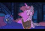  2014 bed blue_eyes book duo english_text equine female friendship_is_magic glowing hair horn inside jowybean levitation lying magic mammal my_little_pony pillow pink_eyes pink_hair princess_celestia_(mlp) princess_luna_(mlp) reading sibling sisters sparkles text winged_unicorn wings 